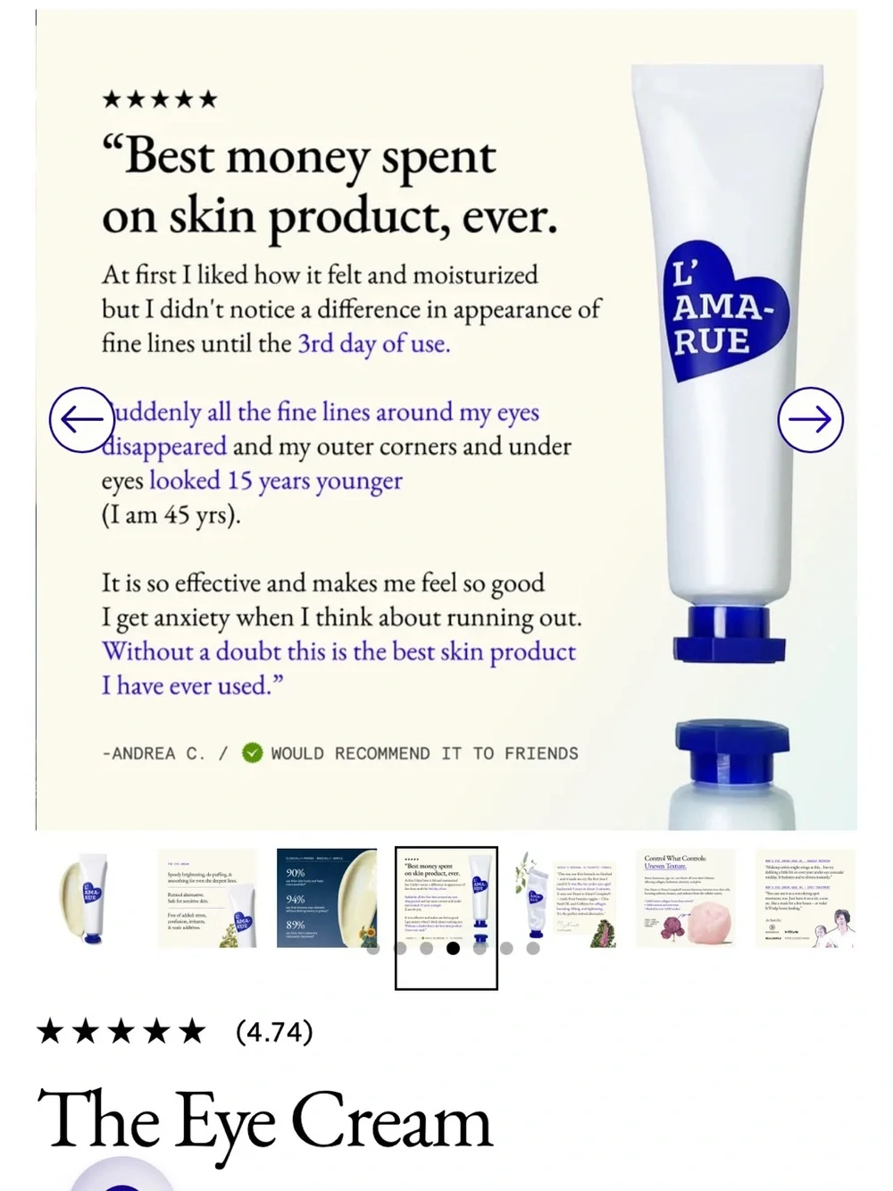 L’AMARUE THE EYE CREAM 2 TUBES